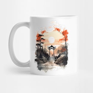 Hikers at Japanese Torii Gate Mug